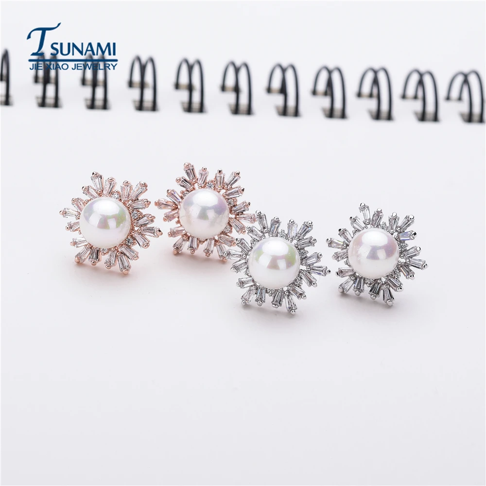 Романтический Снежинка жемчужное Циркон ногтей Роскошные ювелирные изделия с