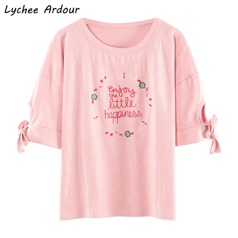 Lychee Ardour женская футболка с вышитыми буквами из мультфильма Весенняя Летняя