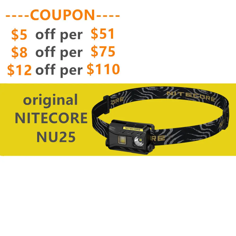 Налобный фонарь NITECORE NU25 с тройным выходом перезаряжаемый USB вес 360 люмен