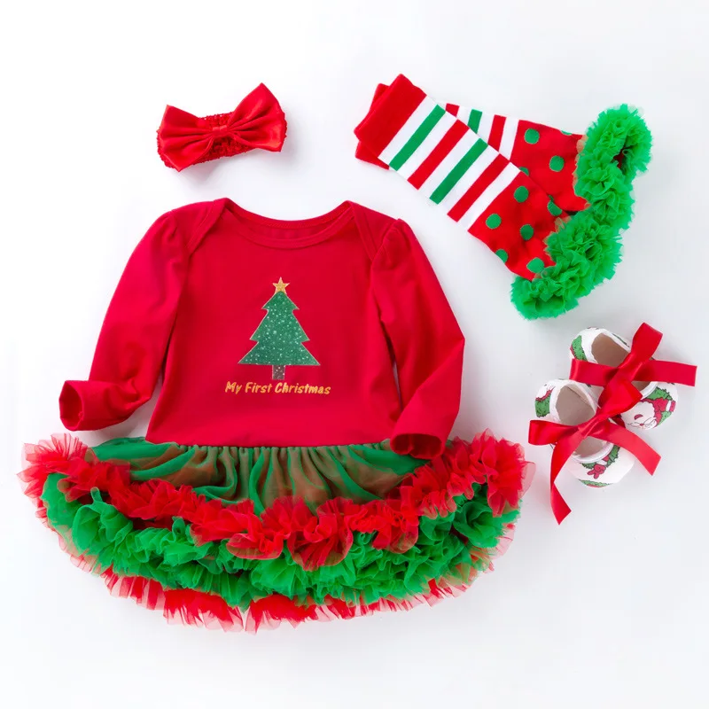 My First Christmas/Одежда для новорожденных девочек; 4 предмета; детская одежда; Одежда для новорожденных; Рождественский наряд; Bebek Giyim - Цвет: HL4010