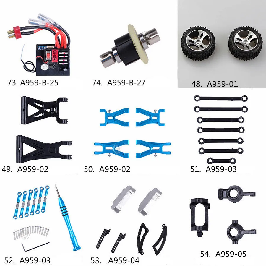 Обновленная модель 1/18 запасные части для автомобиля Wltoys A959 алюминиевый корпус