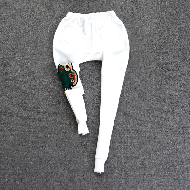 lady butterfly pant suit spring casual 2 piece set women's embroidery shirt top+pants | Женская одежда