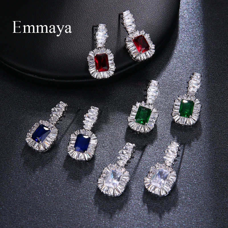 Роскошные ювелирные изделия EMMAYA из фианита 4 цвета большие сверкающие серьги с