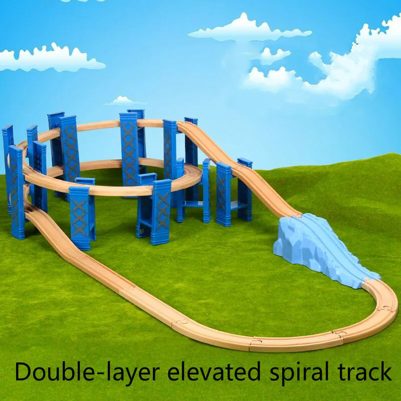 

26PCS Plastic Spiral Train Tracks Wood Railway Accessories Track Bridge Piers With Fit Wooden Thoma Biro Tracks Toys for Kids