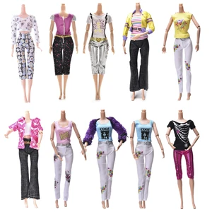 Наряд ручной работы, 1 комплект, Повседневная Блузка, жилет, штаны + топы, одежда для девочек, аксессуары для кукол, подарок