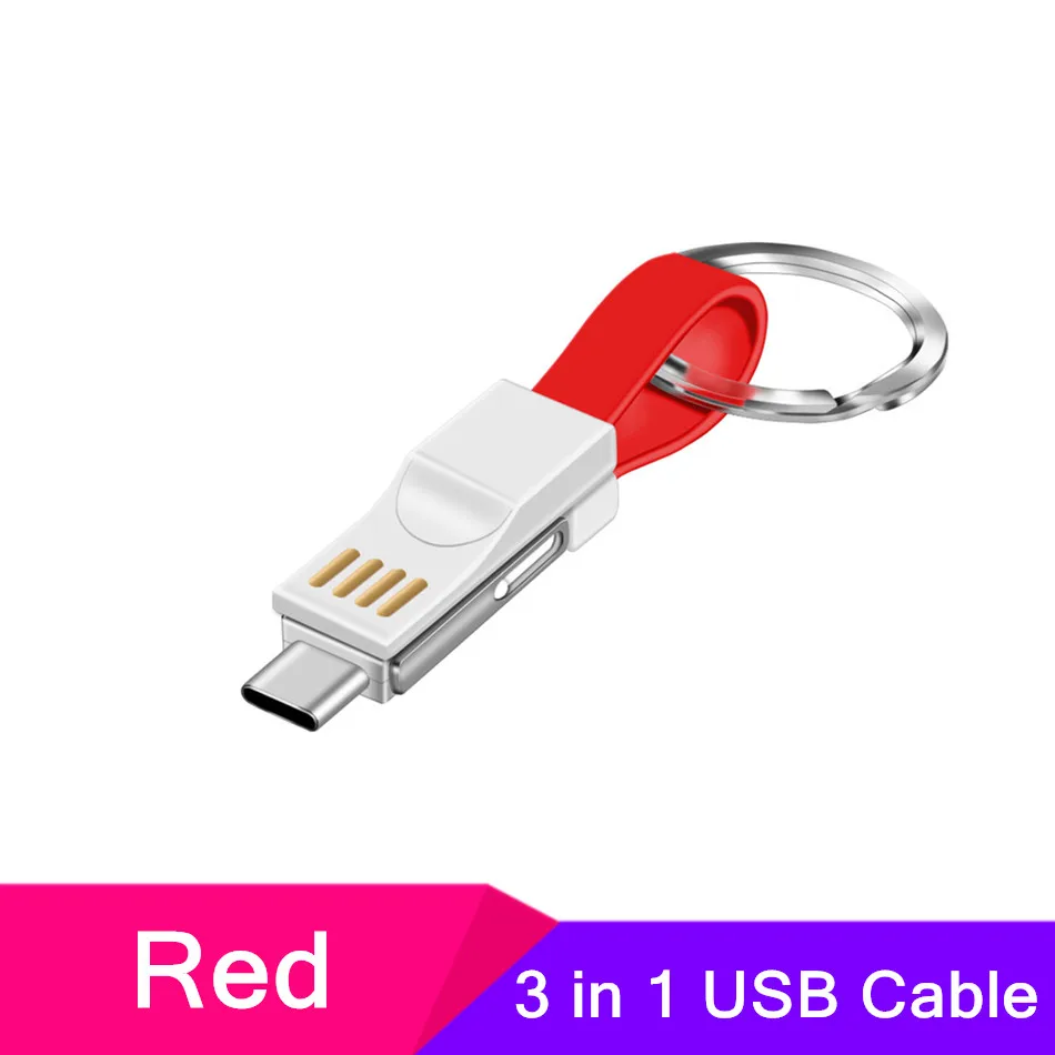 Для путешествий портативный 3 в 1 USB кабель Micro usb type C кабель для iPhone 7 XR брелок зарядное устройство зарядный кабель адаптер