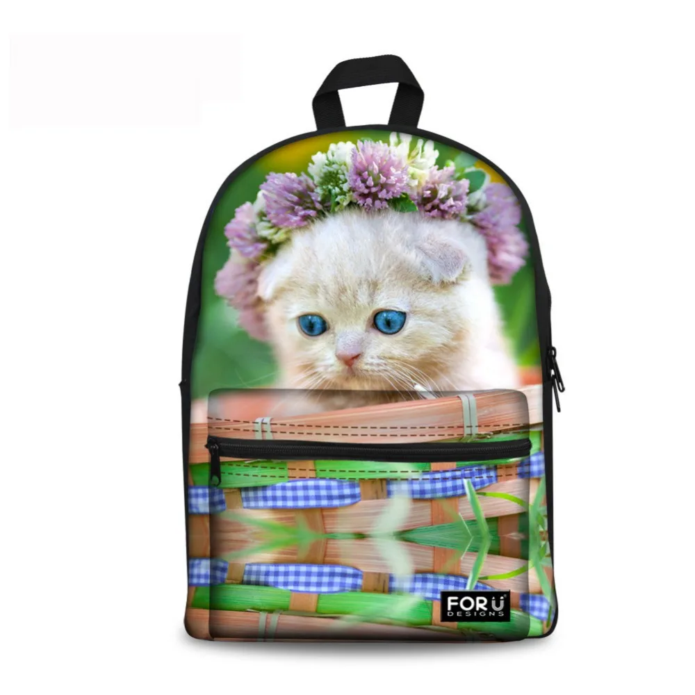 NoisyDesigns Boys Girls School Backpack lovely flower cat printing Mochila Rucksack bag for Teenage students Shoulder Bag |