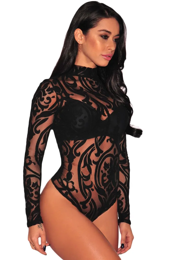 2018 г. Новые пикантные Playsuit See Through Женская одежда ночь Клубная Тедди Черный Sheer