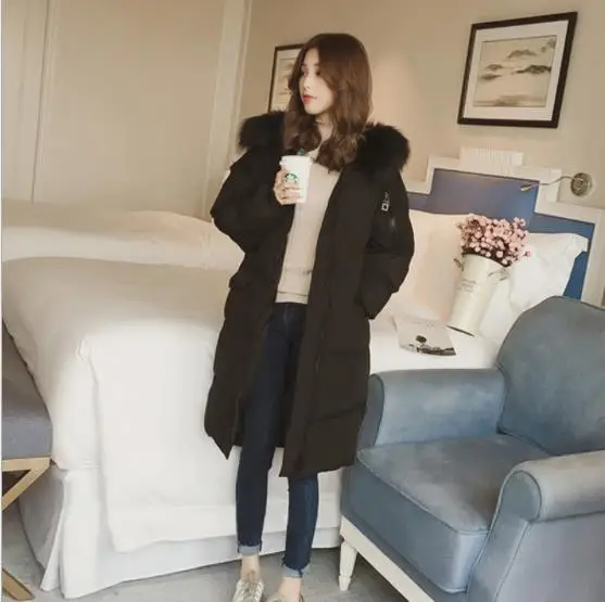 black jacket Всесезонный пуховик с хлопковой подкладкой женская зимняя куртка хлопковое стеганое одеяло корейское шикарное длинное до колена BF хлопковое пальто парка - Цвет: black jacket