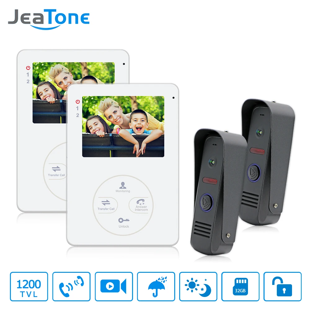 Видеодомофон Jeatone с функцией громкой связи домофон камерой дверной звонок камера