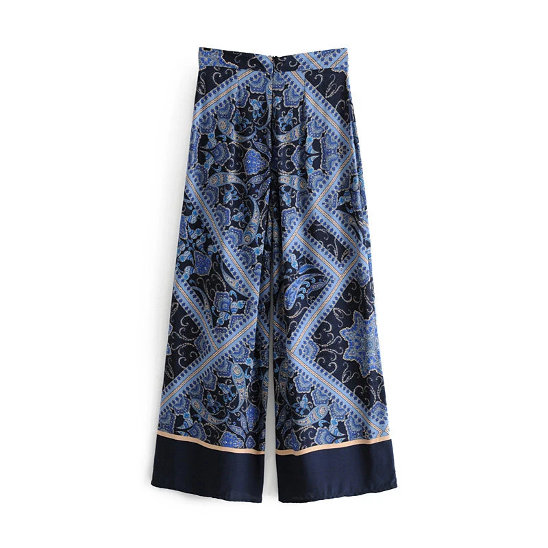 Женские длинные брюки Boho свободные с высокой талией в стиле бохо уличная одежда