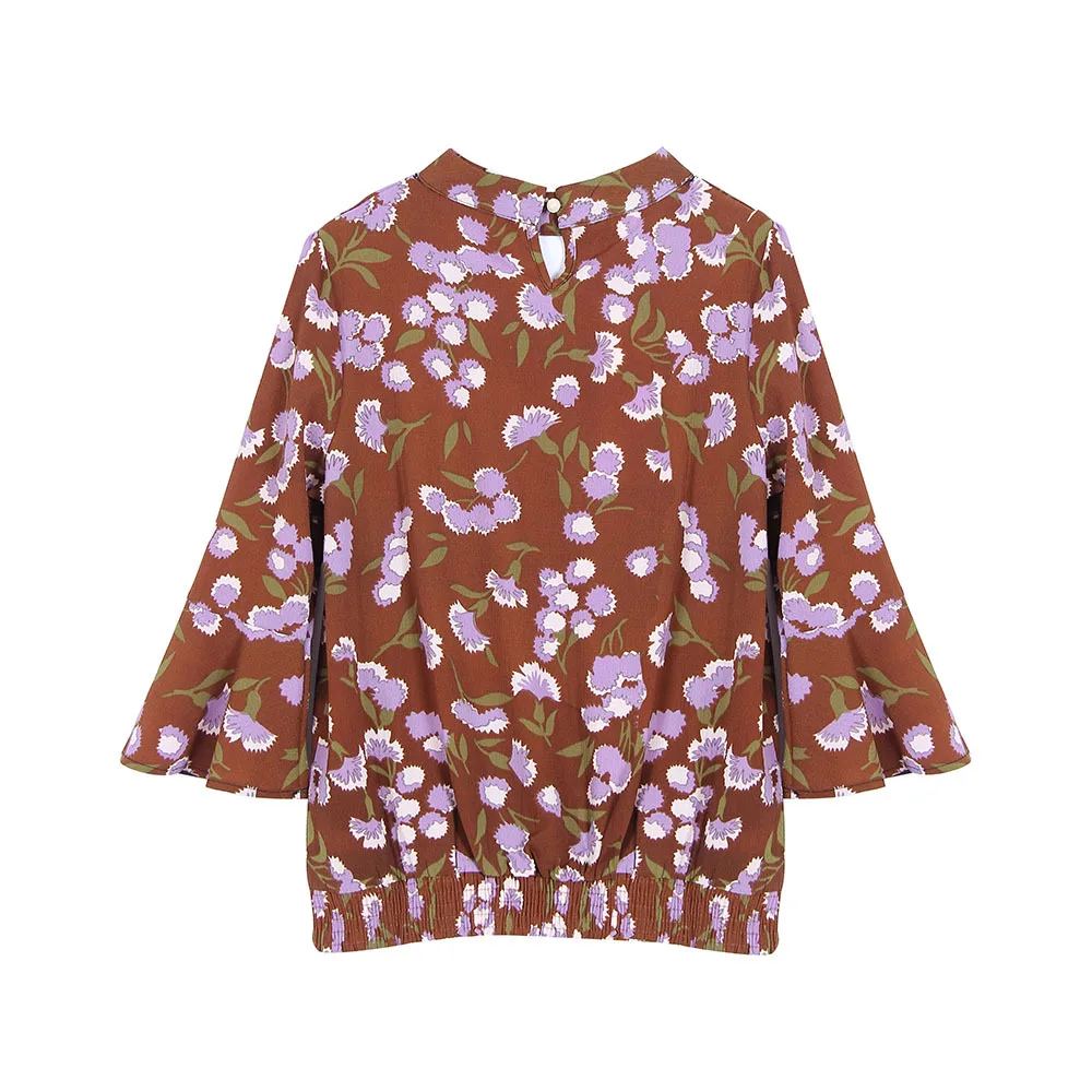 

Woman Summer Floral Sweet t-Shirt Horn Sleeve Round Neck Eck Pullover Short Tops&Tees Female Plus Size Elegant t Shirt Women