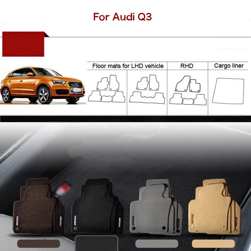 

5pcs Custom Made 1/2" Thickness Solid Nylon Interior Odorless Floor Carpet Mats Cover Fitted For Audi Q3