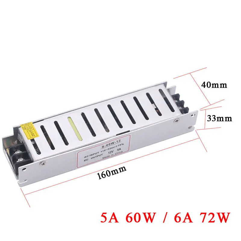 AC 110 V-220 V DC/DC 12V 24V светодиодный трансформатор освещения 5A 8A 10A 20A 30A 60 Вт 72 Вт 100W 150W 200W 250W 300W 360W светодиодный Мощность питания
