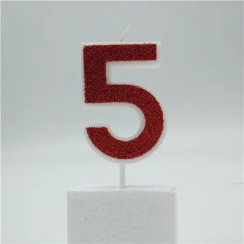 Number 5 Номер, для детей 0, 1 2 3 4 5 6 7 8 9 Творческий красными свечами детей Топпер для торта «С Днем Рождения» свечи для украшения для торта для вечеринки принадлежности - Цвет: Number 5