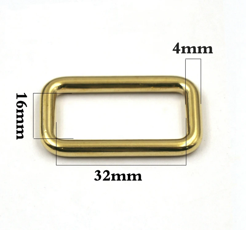 Inner 32mm Цельное Латунное квадратное кольцо Dee для несварных лямок, сумка для собак, ошейник, кожаный ремень, аксессуары для рукоделия - Цвет: Inner 32mm