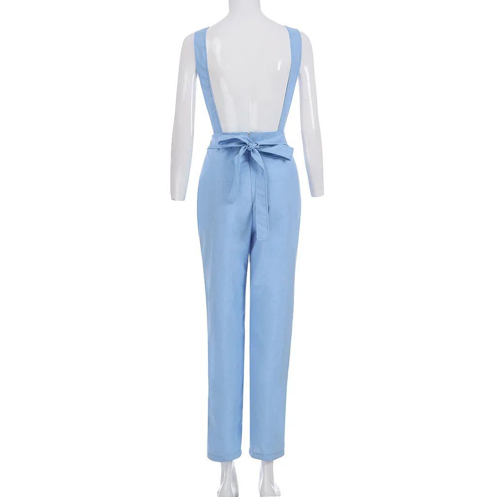 Женский Повседневный комбинезон с высокой талией CHAMSGEND однотонный Длинный