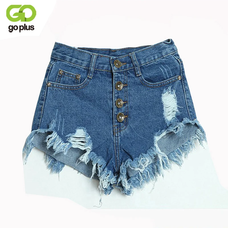 GOPLUS 2019 Summer Women Candy Color Hole Denim Shorts High Waist Solid Casual Jeans Vintage Cotton Short Pants Plus Size | Женская