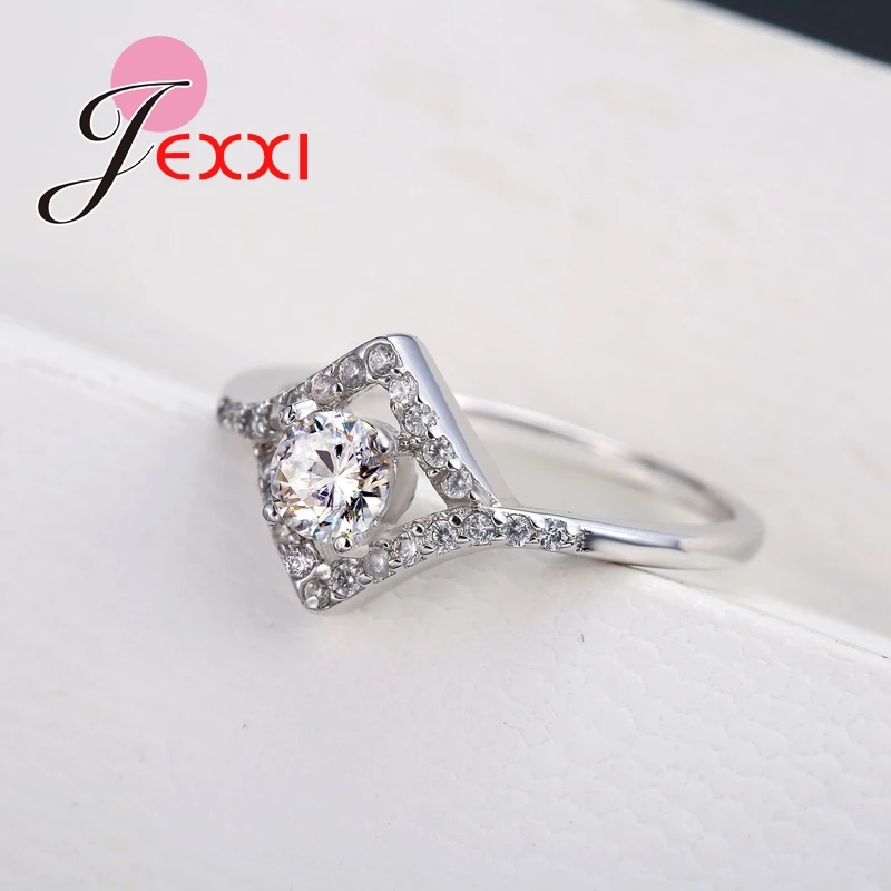 High Quality Special Rhombus 925 Sterling Silver Women Engagement Rings With Full AAA+ Austrian Rhinestone Fashion Jewelry | Украшения и