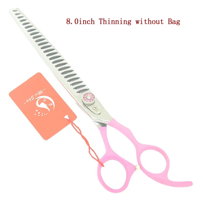 Pink no Bag Meisha 8 дюймов высококачественные ножницы филировочные профессиональные ножницы для филировки домашних животных Tesoura HB0208 - Цвет: Pink no Bag