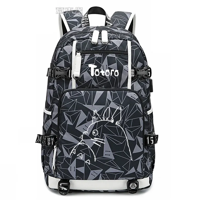 

New totoro Backpack laptop bag Men Anime Travel bags Hayao miyazaki USB Oxford Backpack schoolbag