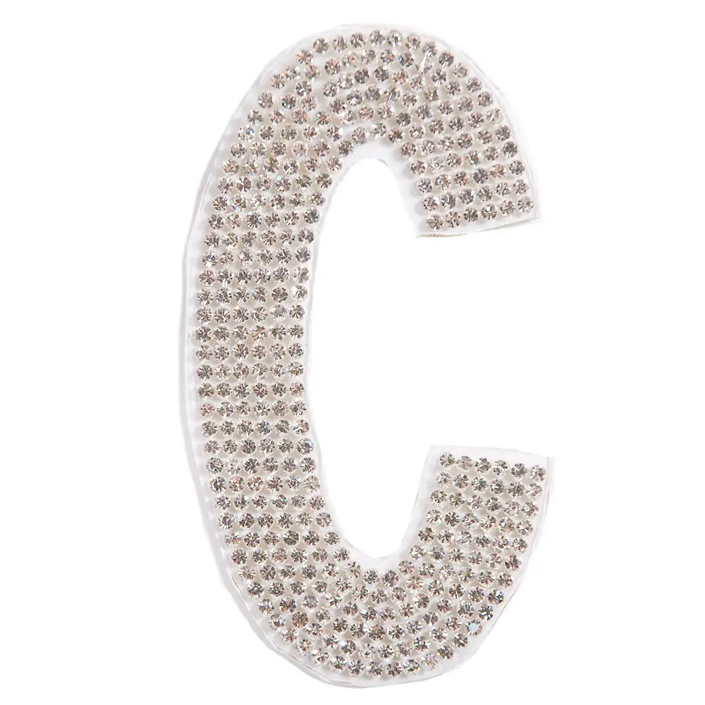 Letter C 1 шт./лот, наклейки с изображением английского алфавита и кристаллами, стразы для горячей фиксации, наклейки, аксессуары для детской и женской одежды - Цвет: Letter C