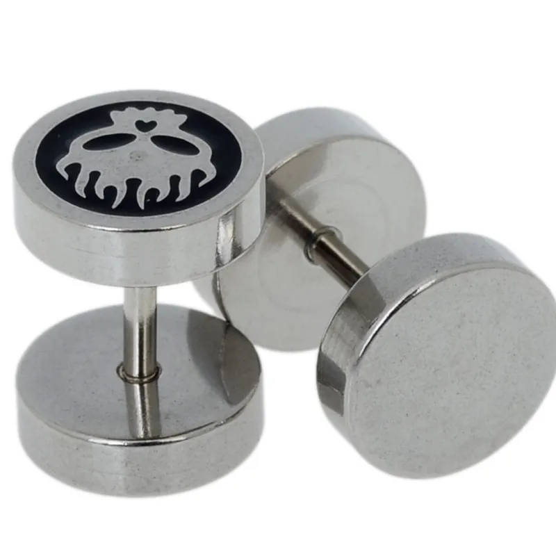 Круглые мужские серьги-Пусеты Из Нержавеющей Стали в стиле панк готика 1 шт. |