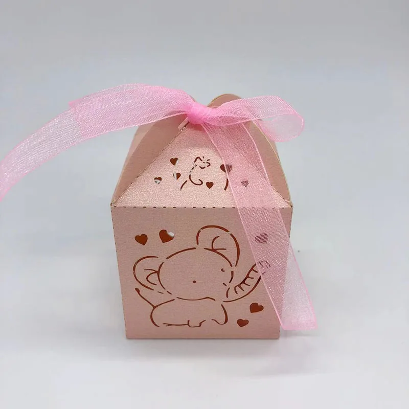 Лазерная резка торт коробка слон дизайн подарочные коробки конфеты Baby душ с