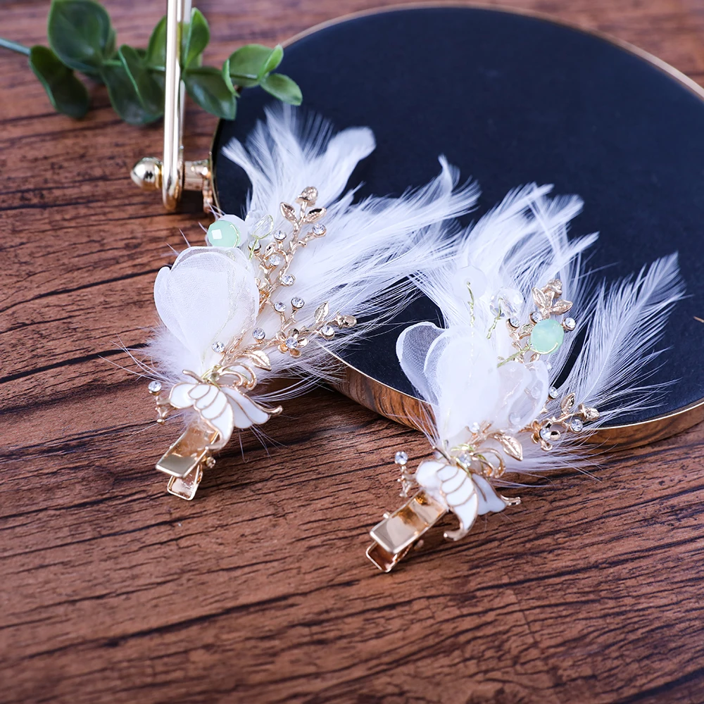 2 шт. искусственные заколки перья для волос золотого цвета дизайнерские