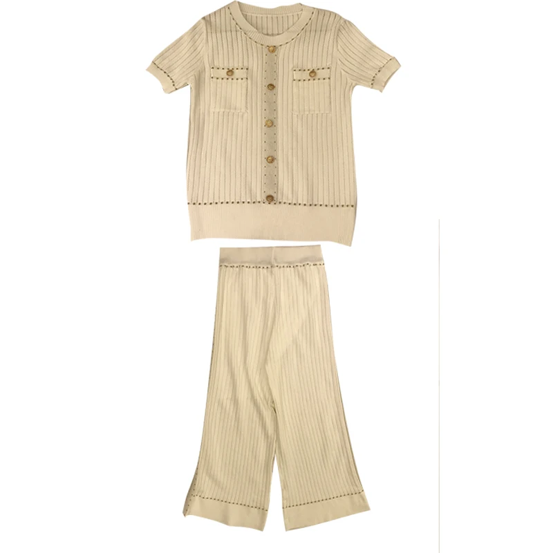 Женский трикотажный костюм ALPHALMODA из двух предметов с коротким рукавом пуловеры