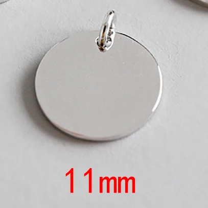 Pendant 11mm Подлинный 925 пробы Серебряный Модный Простой Шарм геометрический глянцевый круглый кулон - Цвет камня: Pendant 11mm