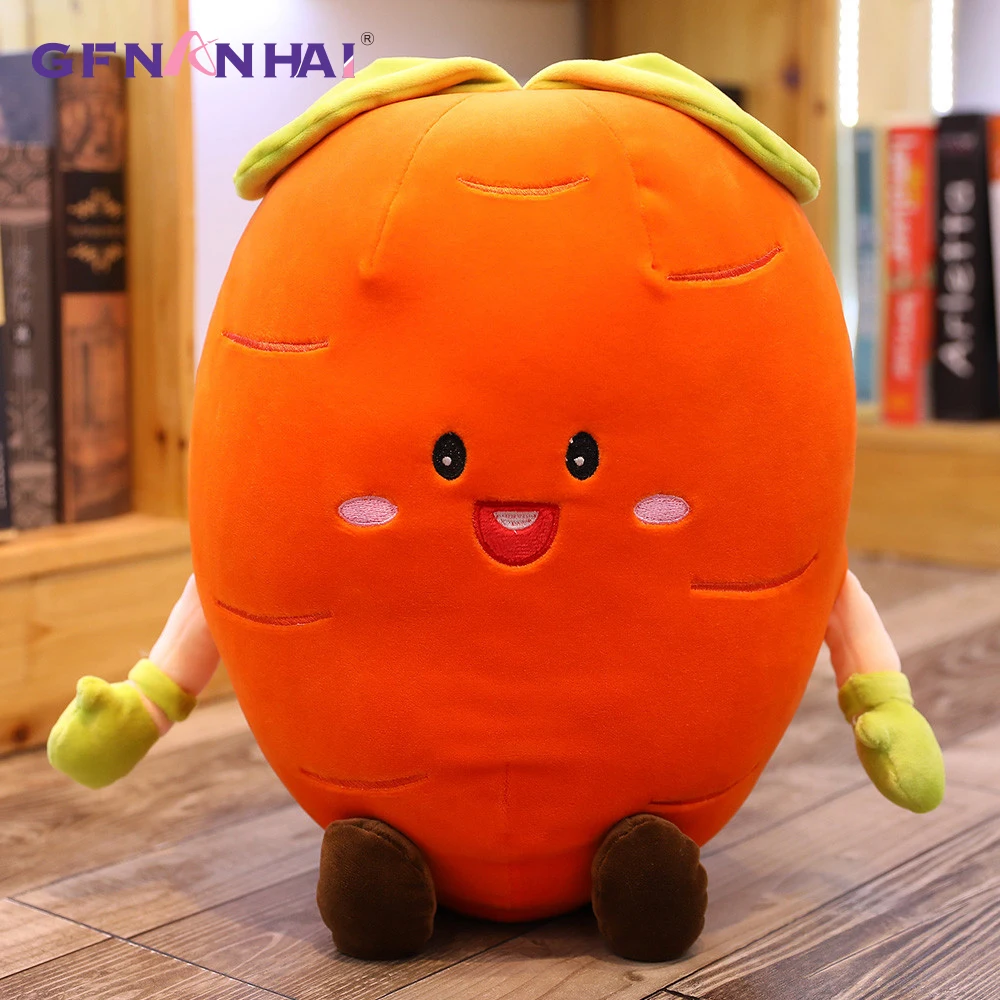 1 ед. 50/65 см kawaii фрукты подушка, плюшевая игрушка, прекрасная маленькая белая игрушка клубничный гриб арбуз морковь куклы мягкие игрушки для детей, игрушки в подарок на день рождения