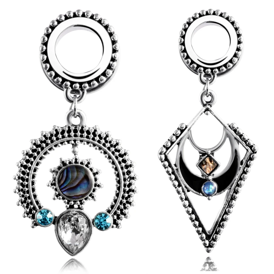 Стальные Спиральные болтающиеся затычки для ушей и тоннели 2 шт. Кристальный