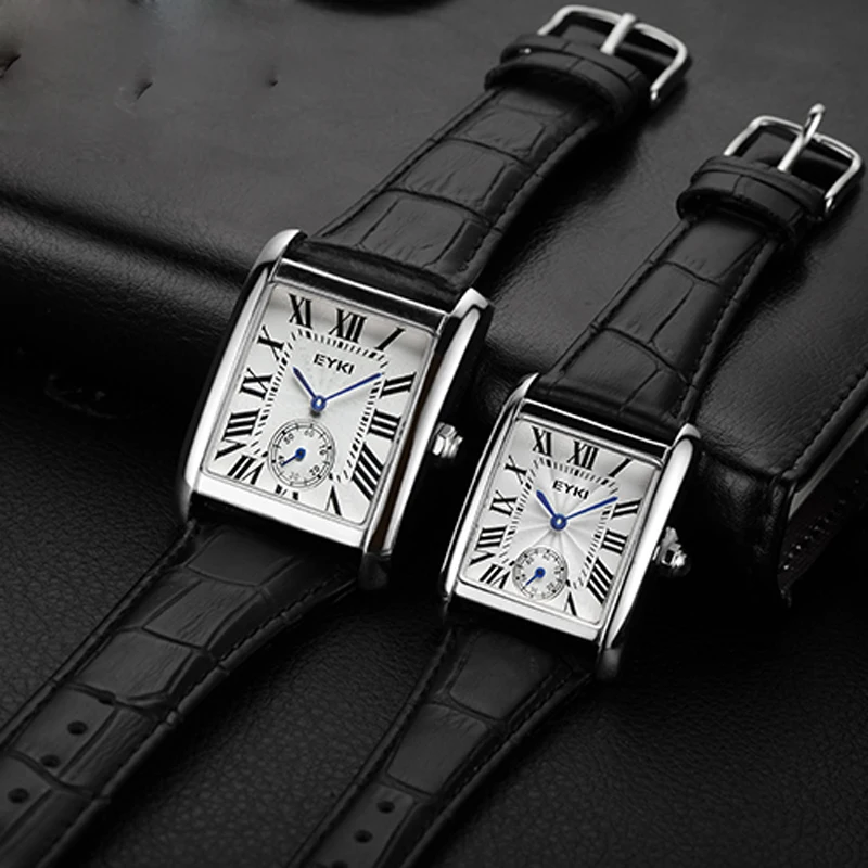 Мужские прямоугольные римские водонепроницаемые кварцевые часы с ремешком из