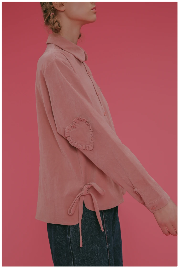 Vintage Pink Corduroy Shirt For Female Peter Pan Collar Long-sleeved 2017 New Spring Women Blouses Preppy Style Cute Shirts | Женская