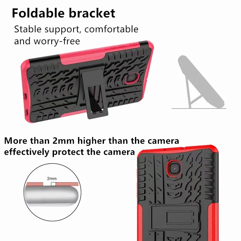 Case for Samsung Galaxy Tab A 8.0 T387 SM-T387 Hybrid Rugged Tablet Heavy Duty TPU + PC 2 In 1 Shockproof Stand Cover Funda+ Pen |
