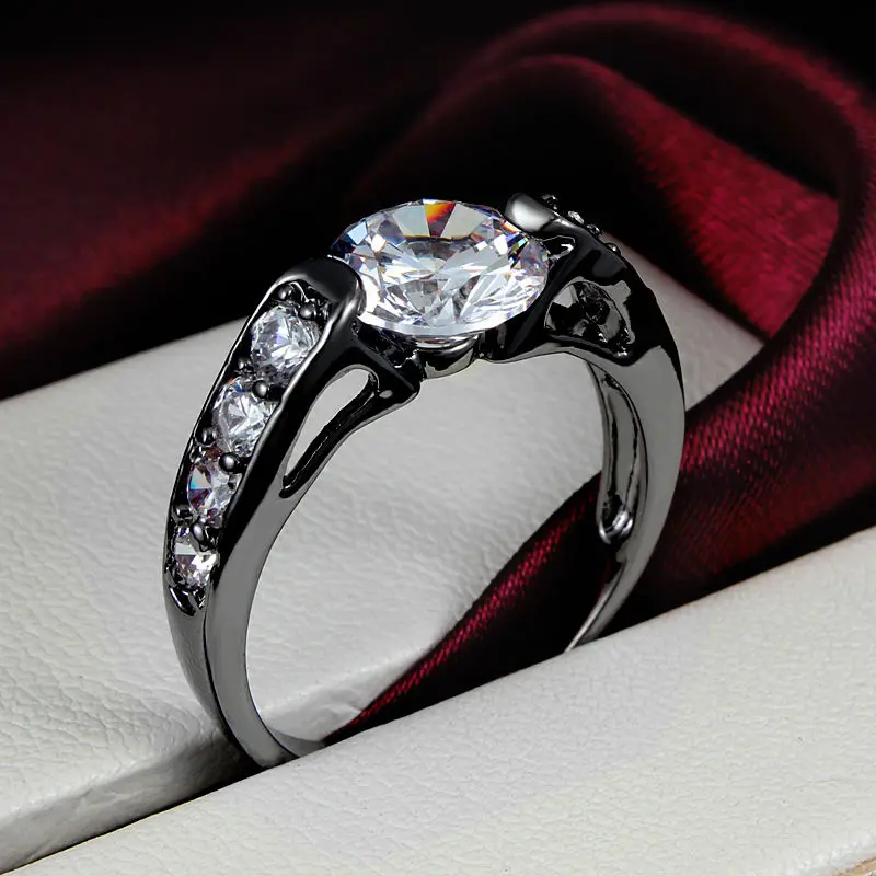 Korea Style Guaranteed 100% New Amazing Casual Black Ring with 3A Zircon Wedding Engagement Women | Украшения и аксессуары