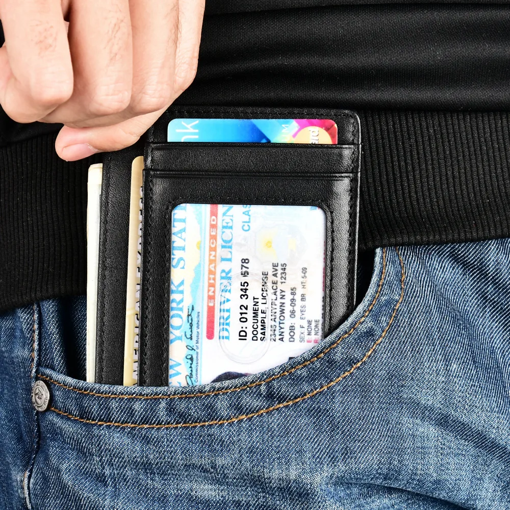 Kinzd тонкий кошелек RFID передний карман минималистичный безопасный держатель
