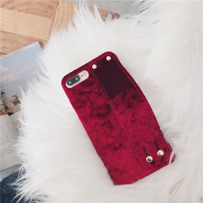 HOCAYU Warm winter fashion velvet phone case for iphone X 8plus 7plus 6plus 6s Case provide wrist strap |