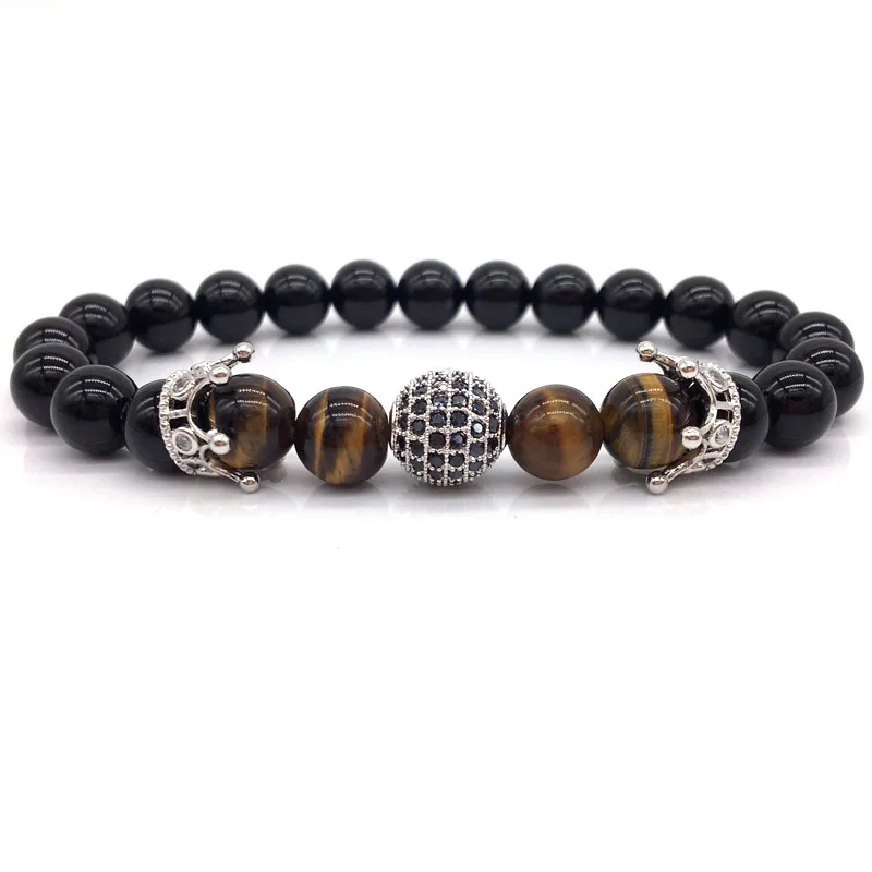 Classic Crown Men Bracelet 2020 New Fashion Stone Beaded Charm Ball For Jewelry Gift | Украшения и аксессуары