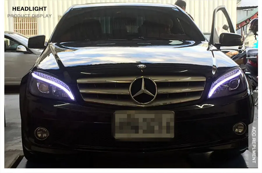 2 шт. светодиодный фары для Benz W204 2007-2011 светодиодный автомобильный фонарь ангельские глазки ксенон HID комплект Противотуманные фары светодиодный дневные ходовые огни