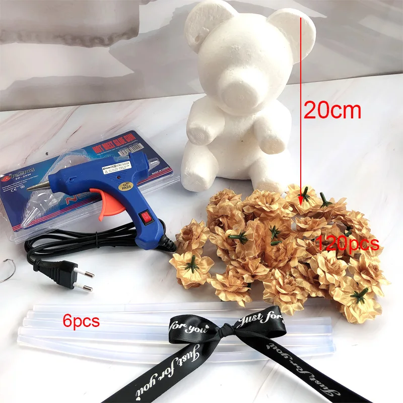 20cm Silver Bear BAG Искусственный розовый плюшевый мишка 35 см, форма розового мишки, Золотая Роза, медведь для дома, украшения для свадебной вечеринки, подарок на день Святого Валентина - Цвет: 20cm Silver Bear BAG