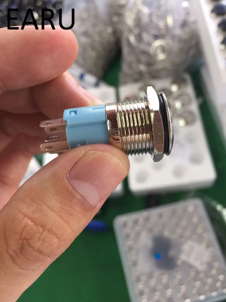 19 мм водонепроницаемый металлический светодиодный Мгновенный кнопочный