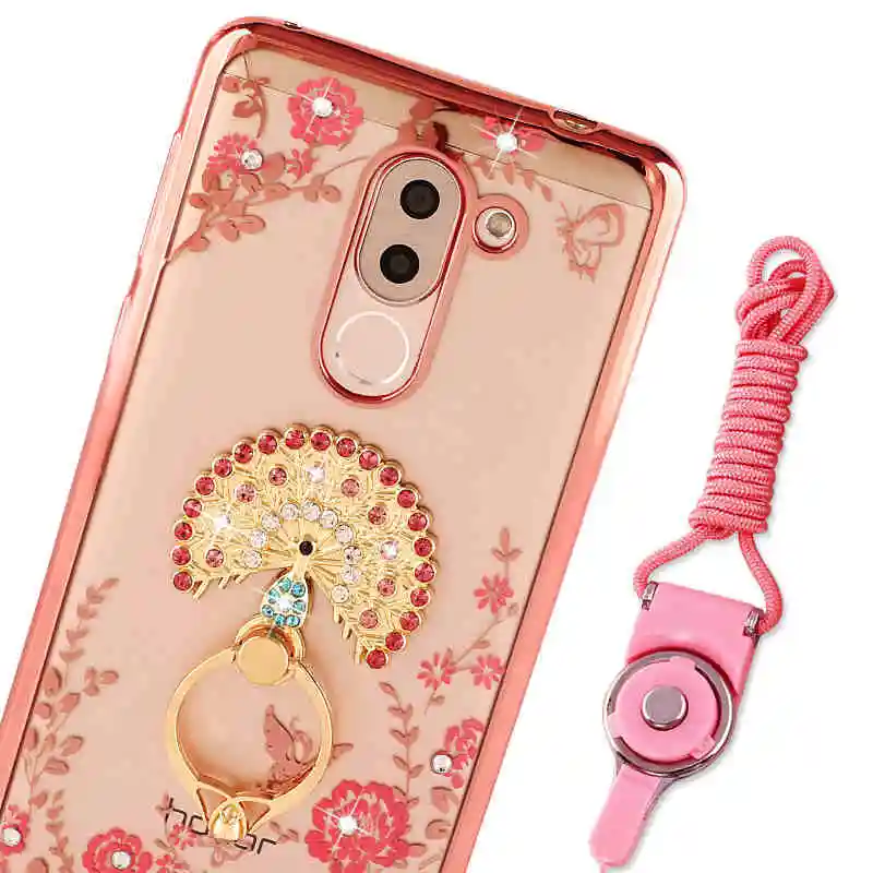 MANDERM huawei honor 6x case luxury brand rhinestone stand holder silicon cover for 6X Mate 9 Lite GR5 2017 |