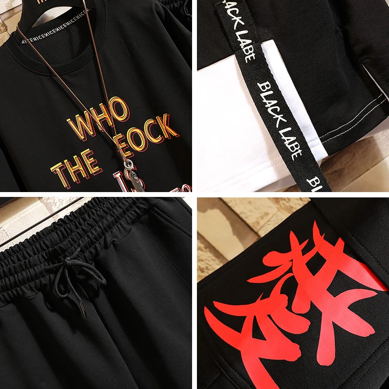 Модный спортивный костюм для мужчин летняя мужская укороченная футболка + шорты