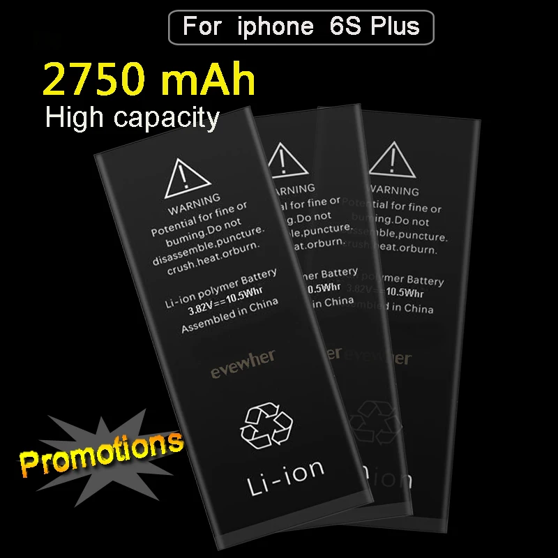 Для Iphone 6S Plus батарея большой емкости Batery для Iphone6S plus сменные батареи 2750mah Lipolymer