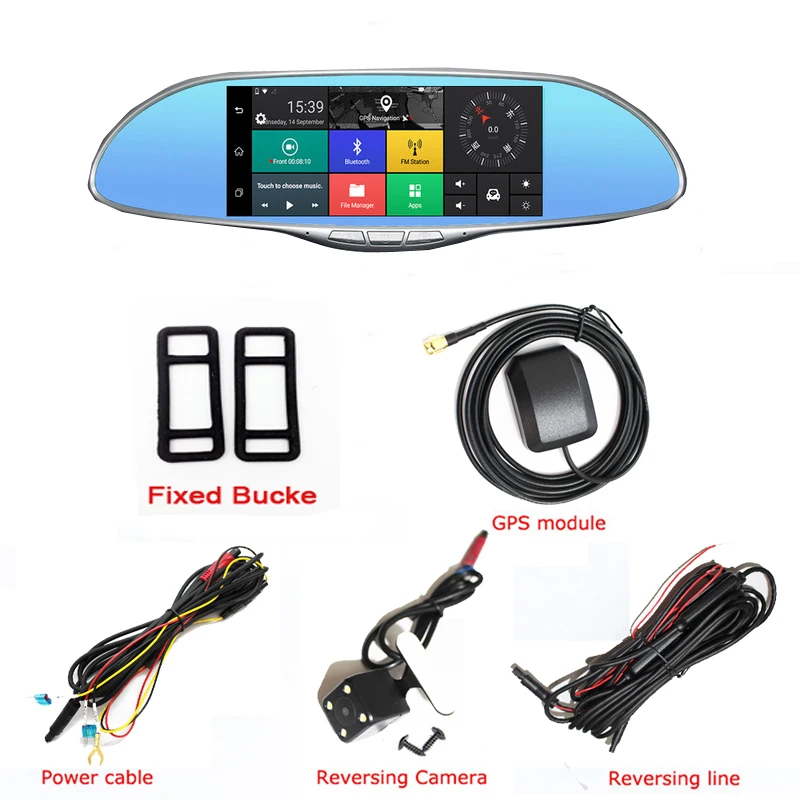 Kissen Android 5 1 Автомобильный dvr 3g 7 дюймов Touch регистраторы зеркало заднего вида