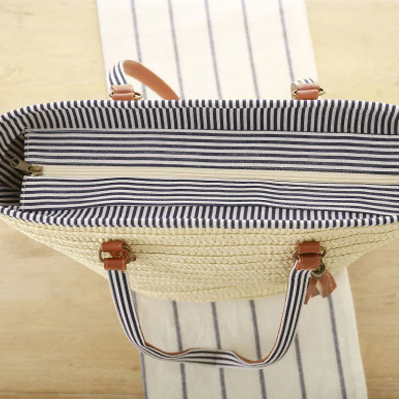 2020 летняя стильная пляжная сумка женская Соломенная Сумка через плечо с бахромой