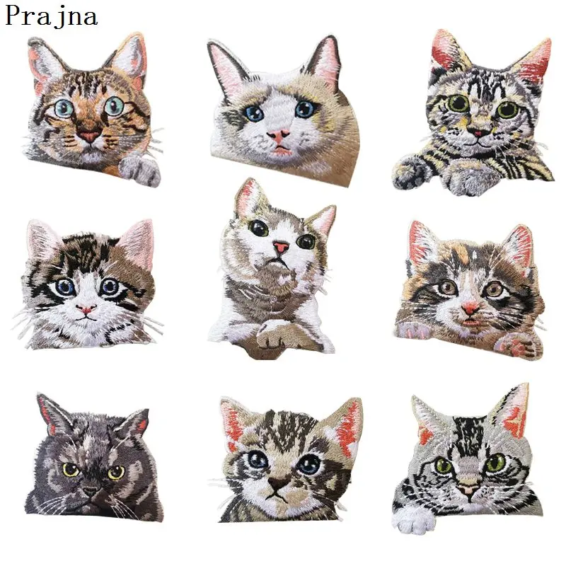 Патчи Prajna с милыми животными котами Мультяшные патчи наклейки на одежду рисунком