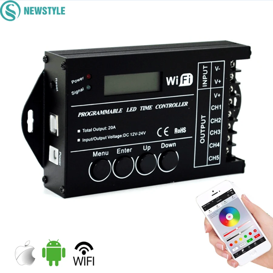 TC421 светодиодный контроллер Wifi времени DC12 24V Программируемый RGB одноцветный с